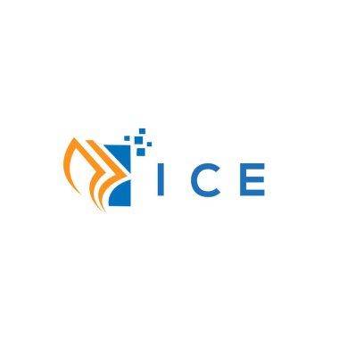 ICE kredi onarım logosu beyaz arka planda tasarlandı. Göçmen bürosunun yaratıcılığının baş harfleri grafiksel logo konsepti. ICE işletme finans logosu tasarımı.