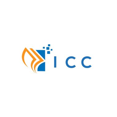 Beyaz arka planda ICC kredi onarım logosu tasarımı. ICC yaratıcı baş harfleri Growth grafik harf logosu kavramı. ICC işletme finans logosu tasarımı.