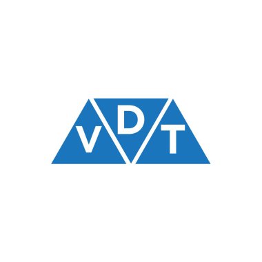 Beyaz arkaplanda DVT 3 üçgen logo tasarımı. DVT yaratıcı harflerin baş harfleri logo kavramı.