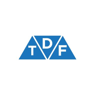 Beyaz arka planda DTF 3 üçgen logo tasarımı. DTF yaratıcı harf logosu kavramı.
