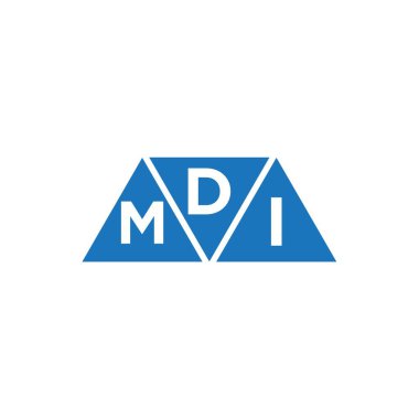 Beyaz arka planda DMI 3 üçgen logo tasarımı. DMI yaratıcı harf logosu kavramı.