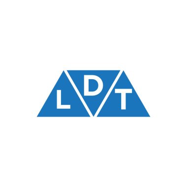 Beyaz arka planda DLT 3 üçgen logo tasarımı. DLT yaratıcı harf logosu kavramı.