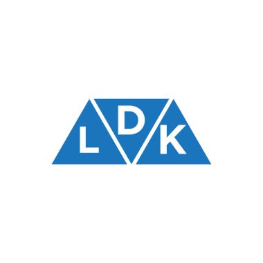 Beyaz arka planda DLK 3 üçgen logo tasarımı. DLK yaratıcı harf logosu kavramı.