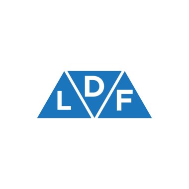 Beyaz arka planda DLF 3 üçgen logo tasarımı. DLF yaratıcı harf logosu kavramı.