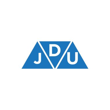 Beyaz arka planda DJU 3 üçgen logo tasarımı. DJU yaratıcı harflerin baş harfleri logo kavramı.