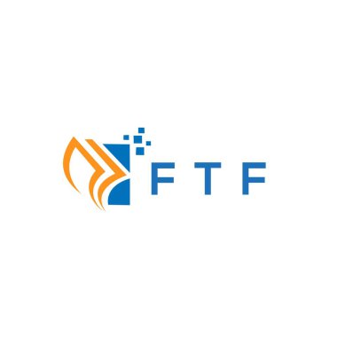 Beyaz arka planda FTF kredi onarım logosu tasarımı. FTF 'nin yaratıcı baş harfleri, büyüme grafiği logosu konsepti. FTF işletme finans logosu tasarımı.