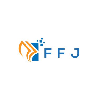 Beyaz arka planda FFJ kredi onarım logosu tasarımı. FFJ yaratıcı baş harfleri Growth grafik harfi logosu konsepti. FFJ işletme finans logosu tasarımı.