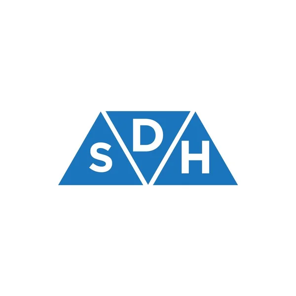 白を基調としたDsh 3三角形のロゴデザイン Dshクリエイティブイニシャル手紙ロゴコンセプト — ストックベクタ