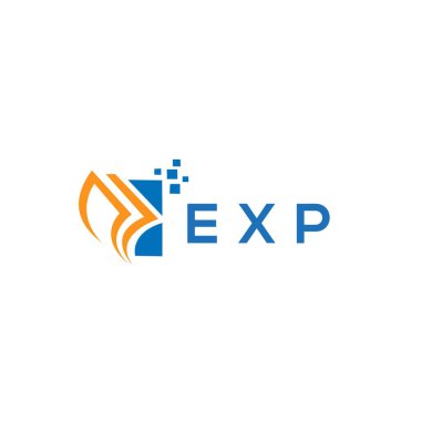 Beyaz arka planda EXP kredi onarım logosu tasarımı. EXP yaratıcı baş harfleri Growth grafik harf logosu kavramı. EXP işletme finans logosu tasarımı.