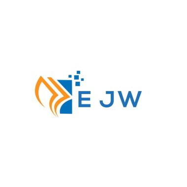 Beyaz arka planda EJW kredi onarım logosu tasarımı. EJW yaratıcı harflerin baş harfleri grafik harfi logosu konsepti. EJW işletme finans logosu tasarımı.