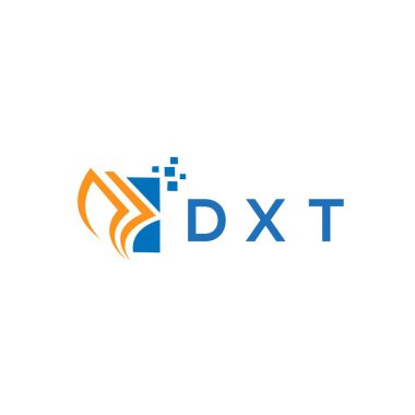 Beyaz arka planda DXT kredi onarım logosu tasarımı. DXT yaratıcı baş harfleri Growth grafik harf logosu konsepti. DXT işletme finans logosu tasarımı.