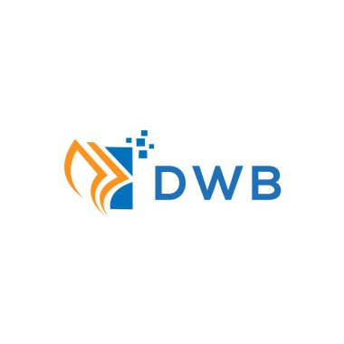Beyaz arka planda DWB kredi onarım logosu tasarımı. DWB yaratıcı harflerin baş harfleri, grafiksel logo konsepti. DWB işletme finans logosu tasarımı.