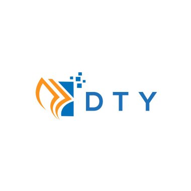 Beyaz arka planda DTY kredi onarım logosu tasarımı. DTY yaratıcı baş harfleri Growth grafik harf logosu kavramı. DTY işletme finans logosu tasarımı.