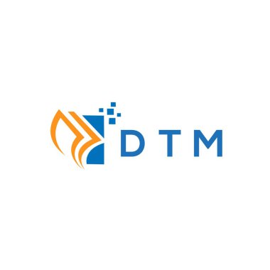 Beyaz arka planda DTM kredi onarım logosu tasarımı. DTM yaratıcı baş harfleri Growth grafik harf logosu kavramı. DTM işletme finans logosu tasarımı.