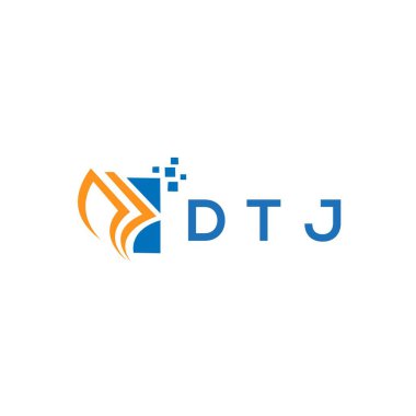 Beyaz arka planda DTJ kredi onarım logosu tasarımı. DTJ yaratıcı harflerin baş harfleri, grafiksel logo konsepti. DTJ işletme finans logosu tasarımı. Beyaz arka planda DTJ kredi onarım muhasebe logosu tasarımı. DTJ yaratıcı baş harfleri Büyüme Grafiği le
