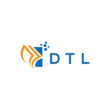Beyaz arka planda DTL kredi onarım logosu tasarımı. DTL yaratıcı baş harfleri Growth grafik harf logosu kavramı. DTL işletme finans logosu tasarımı.