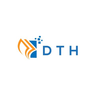 Beyaz arka planda DTH kredi onarım logosu tasarımı. DTH yaratıcı baş harfleri Growth grafik harf logosu kavramı. DTH işletme finans logosu tasarımı.
