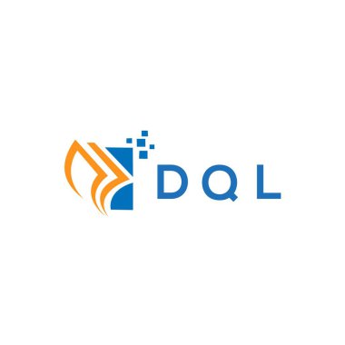 Beyaz arka planda DQL kredi onarım logosu tasarımı. DQL yaratıcı baş harfleri Growth grafik harf logosu kavramı. DQL işletme finans logosu tasarımı.