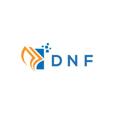 Beyaz arka planda DNF kredi onarım logosu tasarımı. DNF yaratıcı harflerin baş harfleri. Grafik harfi logosu kavramı. DNF işletme finans logosu tasarımı.