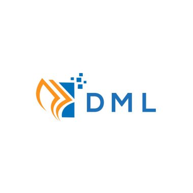 Beyaz arka planda DML kredi onarım logosu tasarımı. DML yaratıcı baş harfleri Growth grafik harf logosu kavramı. DML işletme finans logosu tasarımı.
