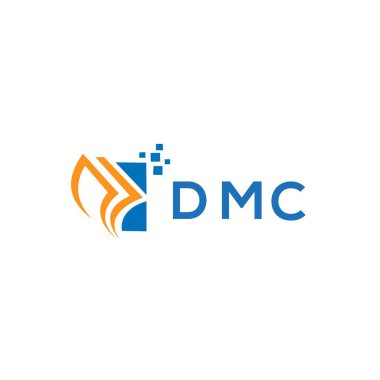 Beyaz arka planda DMC kredi onarım logosu tasarımı. DMC yaratıcı baş harfleri Growth grafik harf logosu kavramı. DMC işletme finans logosu tasarımı.