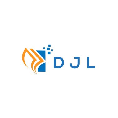 Beyaz arka planda DJL kredi onarım logosu tasarımı. DJL yaratıcı baş harfleri Growth grafik harf logosu konsepti. DJL işletme finans logosu tasarımı.