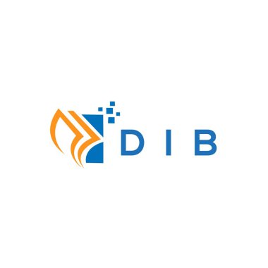 Beyaz arka planda DIB kredi onarım logosu tasarımı. DIB yaratıcı baş harfleri Growth grafik harf logosu konsepti. DIB işletme finans logosu tasarımı.