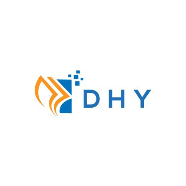 Beyaz arka planda DHY kredi onarım logosu tasarımı. DHY yaratıcı baş harfleri Growth grafik harf logosu konsepti. DHY işletme finans logosu tasarımı.