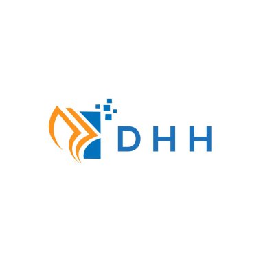 Beyaz arka planda DHH kredi onarım logosu tasarımı. DHH yaratıcı baş harfleri Growth grafik harf logosu kavramı. DHH işletme finans logosu tasarımı.