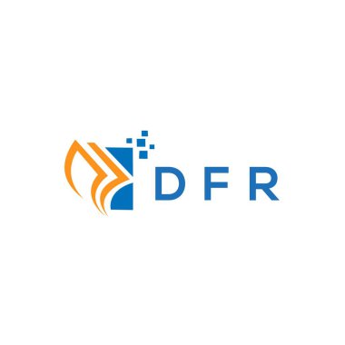 Beyaz arka planda DFR kredi onarım logosu tasarımı. DFR yaratıcı baş harfleri Growth grafik harf logosu kavramı. DFR işletme finans logosu tasarımı.