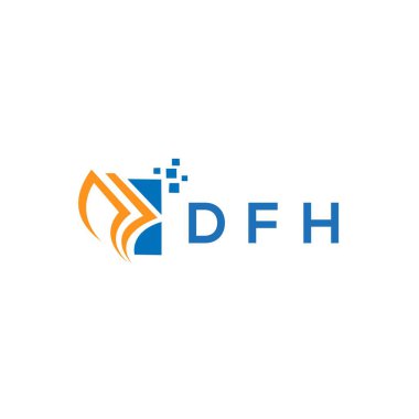 Beyaz arka planda DFH kredi onarım logosu tasarımı. DFH yaratıcı baş harfleri Growth grafik harf logosu konsepti. DFH işletme finans logosu tasarımı.