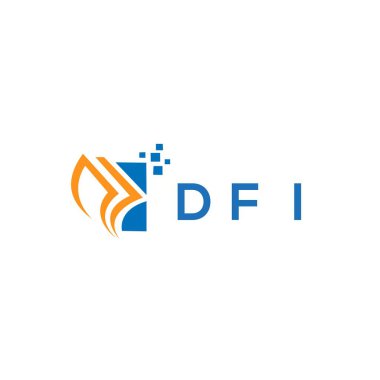 Beyaz arka planda DFI kredi onarım logosu tasarımı. DFI yaratıcı harflerin baş harfleri grafiksel logo konsepti. DFI işletme finans logosu tasarımı.