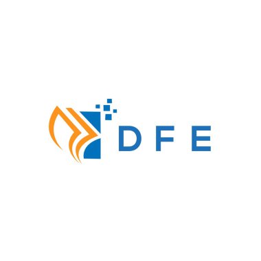Beyaz arka planda DFE kredi onarım logosu tasarımı. DFE yaratıcı baş harfleri Growth grafik harf logosu kavramı. DFE işletme finans logosu tasarımı.
