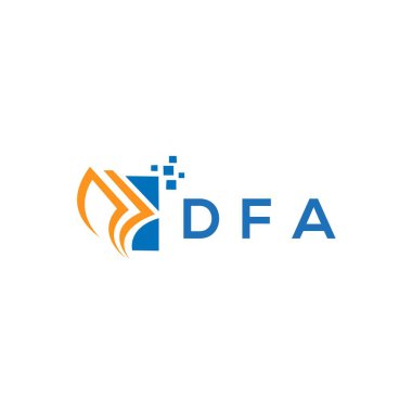 Beyaz arka planda DFA kredi onarım logosu tasarımı. DFA 'nın yaratıcı harflerinin baş harfleri Grafik Harfi Logosu. DFA işletme finans logosu tasarımı.