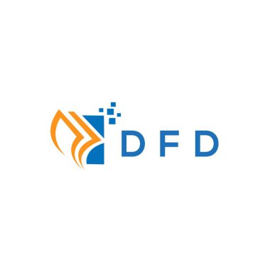 DFD 'nin beyaz arka planda kredi onarım logosu tasarımı. Çocuk Esirgeme Kurumu 'nun yaratıcı harflerinin baş harfleri grafik harfi logosu. DFD işletme finans logosu tasarımı.