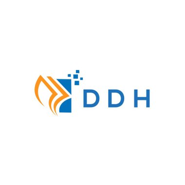 Beyaz arka planda DDH kredi onarım logosu tasarımı. DDH yaratıcı baş harfleri Growth grafik harf logosu kavramı. DDH işletme finans logosu tasarımı.