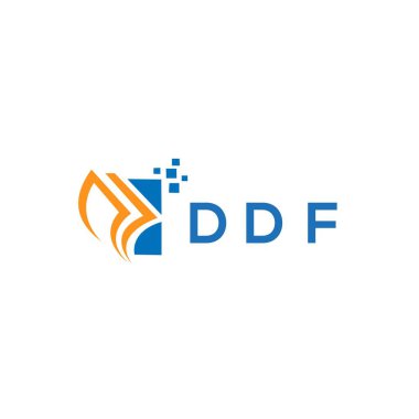 Beyaz arka planda DDF kredi onarım logosu tasarımı. DDF yaratıcı harflerin baş harfleri. Grafik harfi logosu kavramı. DDF işletme finans logosu tasarımı.