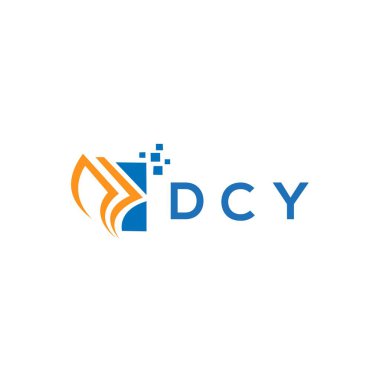 Beyaz arka planda DCY kredi onarım logosu tasarımı. DCY yaratıcı baş harfleri Growth grafik harf logosu konsepti. DCY işletme finans logosu tasarımı.