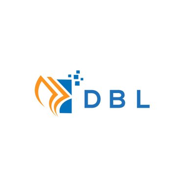 Beyaz arka planda DBL kredi onarım logosu tasarımı. DBL yaratıcı baş harfleri Growth grafik harf logosu konsepti. DBL işletme finans logosu tasarımı.