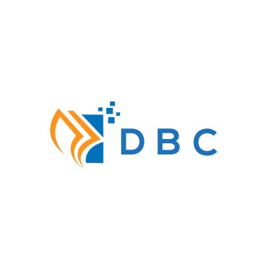 Beyaz arka planda DBC kredi onarım logosu tasarımı. DBC yaratıcı baş harfleri Growth grafik harf logosu konsepti. DBC işletme finans logosu tasarımı.