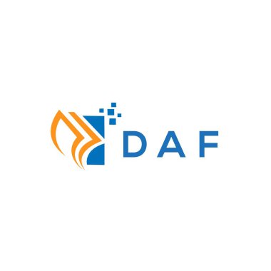 Beyaz arka planda DAF kredi onarım logosu tasarımı. DAF 'ın yaratıcı baş harfleri, 