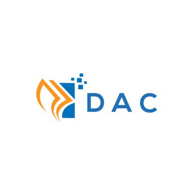 Beyaz arka planda DAC kredi onarım logosu tasarımı. DAC yaratıcı baş harfleri Growth grafik harf logosu konsepti. DAC işletme finans logosu tasarımı.