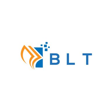 Beyaz arka planda BLT kredi onarım logosu tasarımı. BLT yaratıcı harflerin baş harfleri grafik harfi logosu konsepti. BLT işletme finans logosu tasarımı.