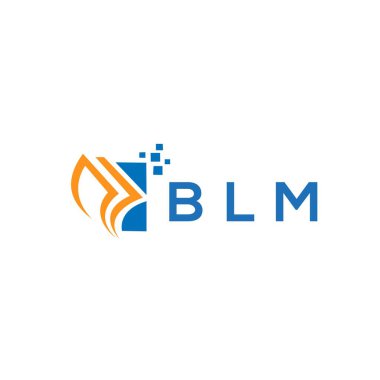 Beyaz arka planda BLM kredi onarım logosu tasarımı. BLM yaratıcı baş harfleri Growth grafik harf logosu konsepti. BLM işletme finans logosu tasarımı.