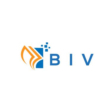 Beyaz arka planda BIV kredi onarım logosu tasarımı. BIV yaratıcı baş harfleri, büyüyen grafik harf logosu kavramı. BIV işletme finans logosu tasarımı.