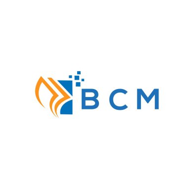 Beyaz arka planda BCM kredi onarım logosu tasarımı. BCM yaratıcı baş harfleri Growth grafik harf logosu kavramı. BCM işletme finans logosu tasarımı.