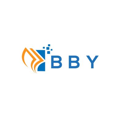 Beyaz arka planda BBY kredi onarım logosu tasarımı. BBY yaratıcı baş harfleri Growth grafik harf logosu konsepti. BBY işletme finans logosu tasarımı.