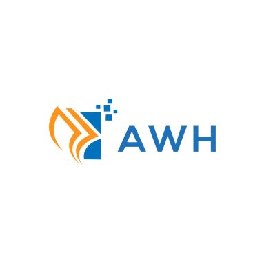 Beyaz arka planda AWH kredi onarım logosu tasarımı. AWH yaratıcı baş harfleri büyüyen grafik harf logosu kavramı. AWH işletme finans logosu tasarımı.