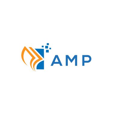 Beyaz arka planda AMP kredi onarım logosu tasarımı. AMP yaratıcı baş harfleri Growth grafik harfi logosu konsepti. AMP işletme finans logosu tasarımı.