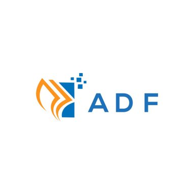 Beyaz arka planda ADF kredi onarım logosu tasarımı. ADF 'nin yaratıcı baş harfleri Growth grafik harfi logosu. ADF işletme finans logosu tasarımı.